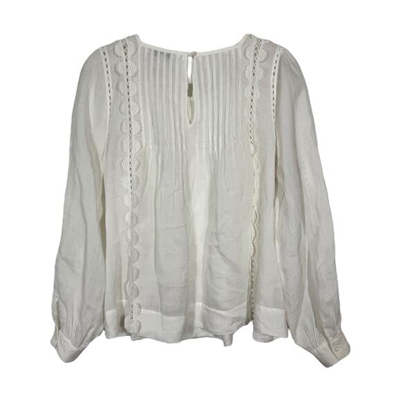 Nordstrom Signature White Peasant Blouse Medium Embroidered Lace Applique Boho - Picture 4 of 8